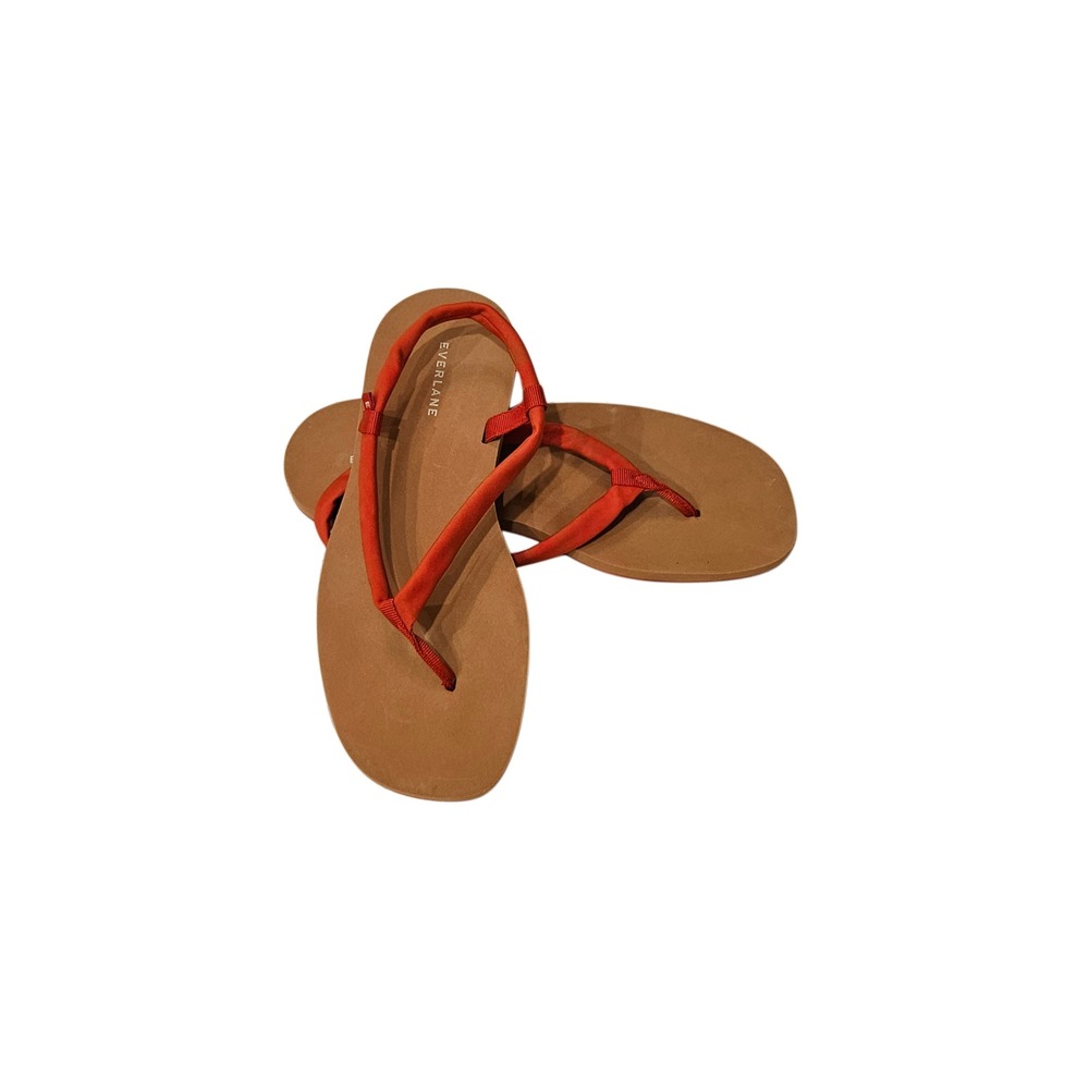 Everlane The ReNew Strappy Red Slingback Thong Sandals Comfort Flats Size 7 EUC - Picture 2 of 4